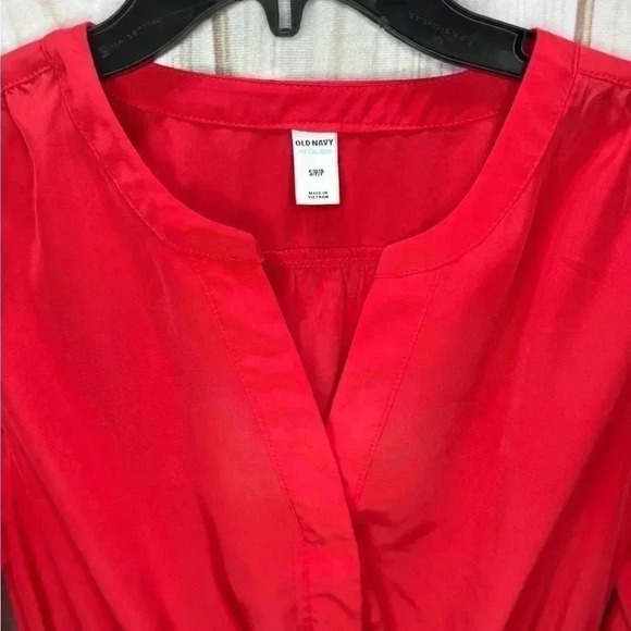 Old Navy Women's V-Neck Cinched Waist‎ Dress Size Small Amaryllis Red - Picture 5 of 6